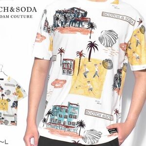 Scotch & Soda Men's Multicolor Organic Cotton House Graphic Tee